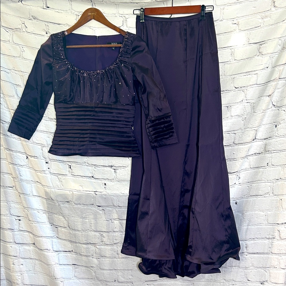 Tadashi Collection Purple Sequin 2-Piece Formal Skirt Set Size Top 4 Skirt 6